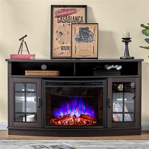 Amazon.com: Tangkula Fireplace TV Stand for TVs Up to 65 Inch, Electric Fireplace TV Console w/Remote Control, Overheat Protection, 3-Level Adjustable ...